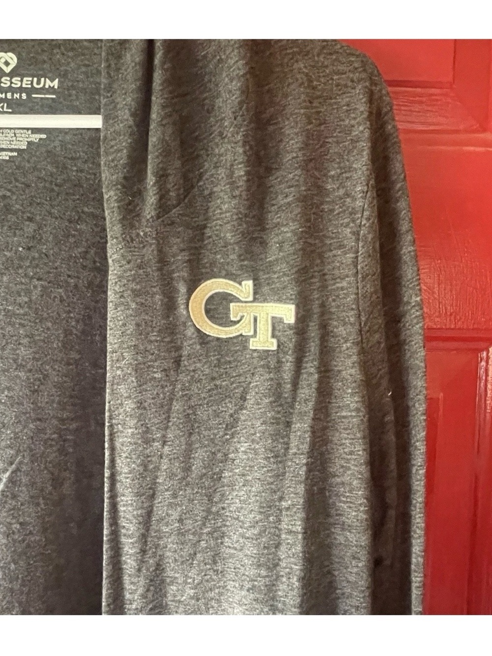 Colosseum Gray Women's Cardigan with Gold GT Logo